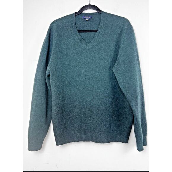 Club Room Sweater Mens Medium Lambs Wool Dark Green Long Sleeve  V Neck NWT - Picture 1 of 8
